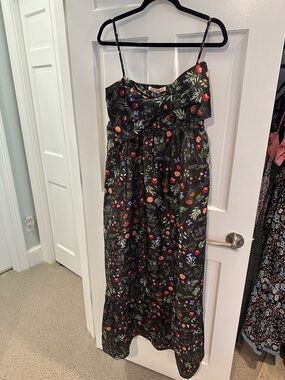 Hutch Black Floral Spaghetti-Strap Maxi Bow Dress